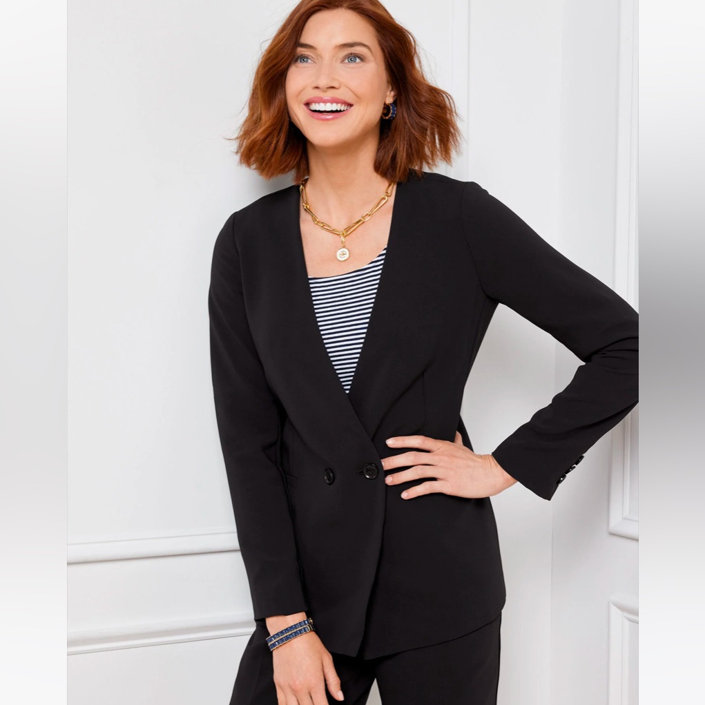 Talbots Easy Travel Collarless Blazer